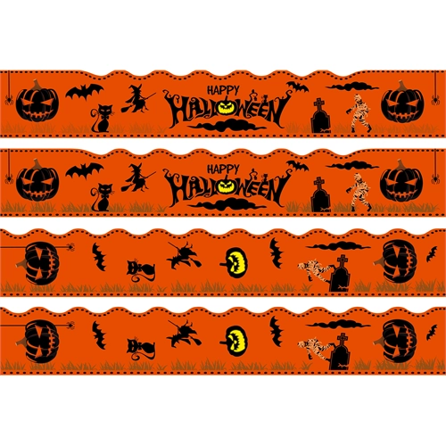 Halloween Classroom Bulletin Board Border | Black on Orange Design